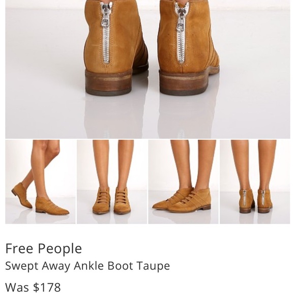 New Free People 'Swept Away' Cutout Suede Bootie Ankle Shoes Tan Leather US9/9.5 - Picture 17 of 17